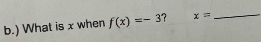 ) What is x when f(x)=-3 ? x=
_