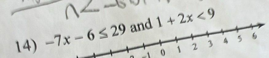 1+2x<9</tex>
-1 0