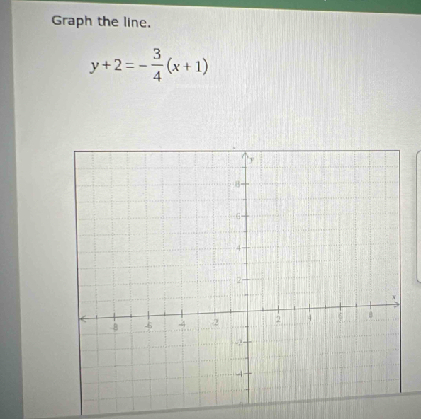 Graph the line.
y+2=- 3/4 (x+1)