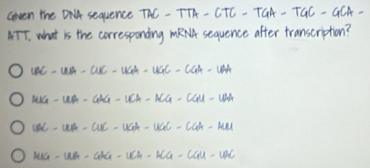 CTC - 
C − CGA - UAA 
− ACG - CGU - UAA 
= Cúh =