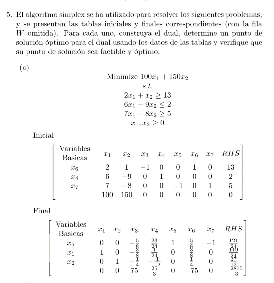 Resuelto:El algoritmo simplex se ha utilizado para resolver los ...