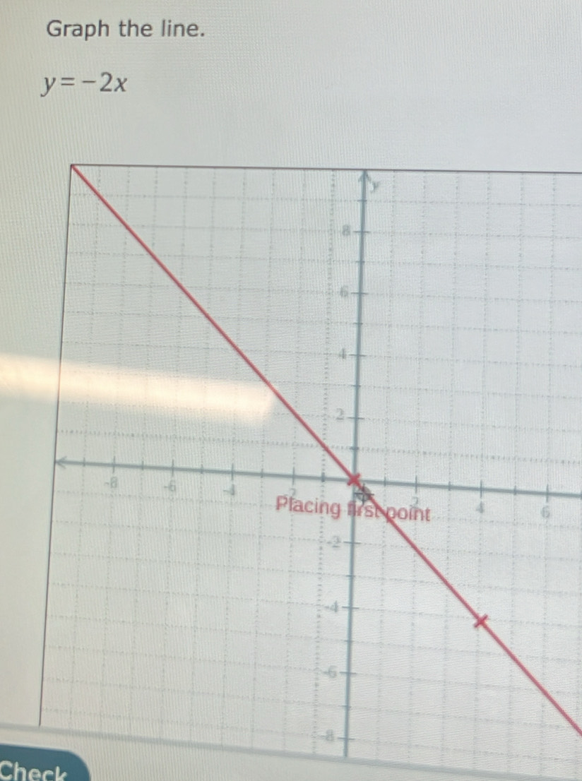 Graph the line.
y=-2x
Check