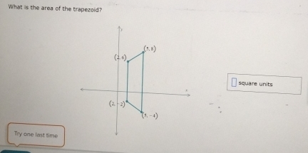 What is the area of the trapezoid?
square units
Try one last time