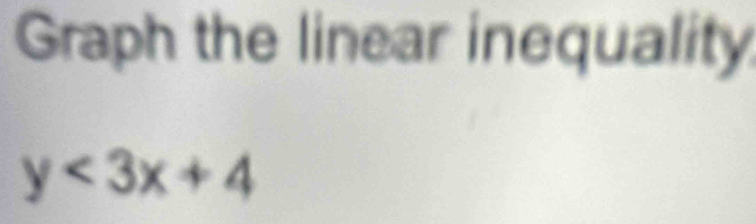 Graph the linear inequality
y<3x+4