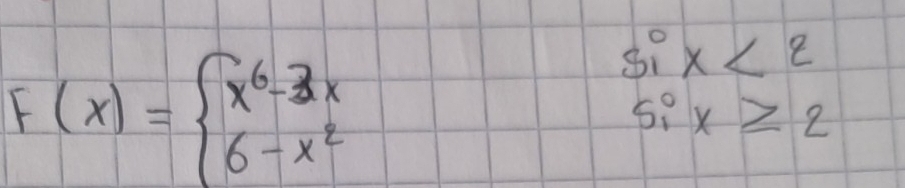 F(x)=beginarrayl x^6-3x 6-x^2endarray.
5ix
six≥ 2