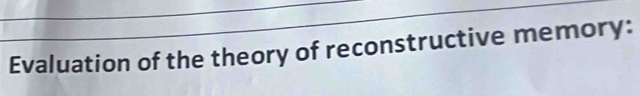 Evaluation of the theory of reconstructive memory: