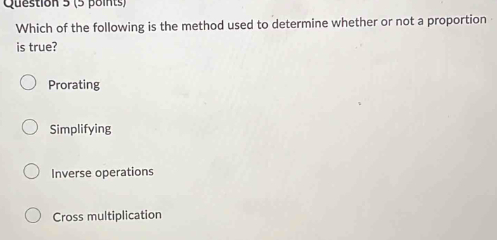 Solved: Which of the following is the method used to determine whether ...