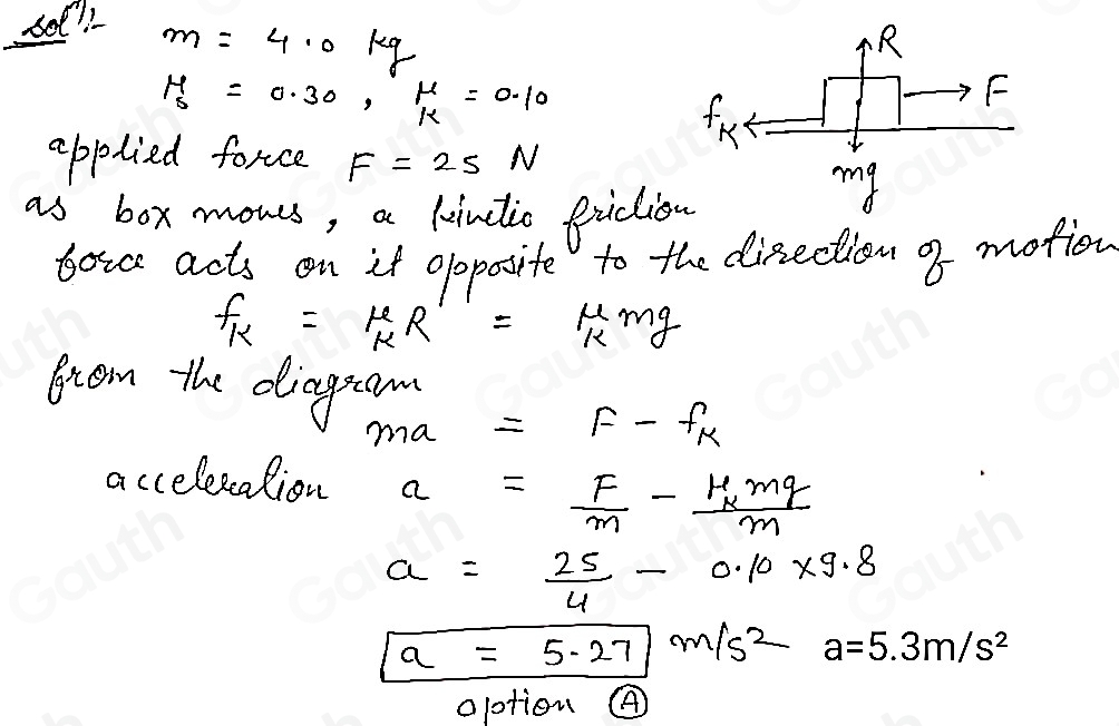 Solved: A 4.0 kg box is at rest on a table. The static friction ...