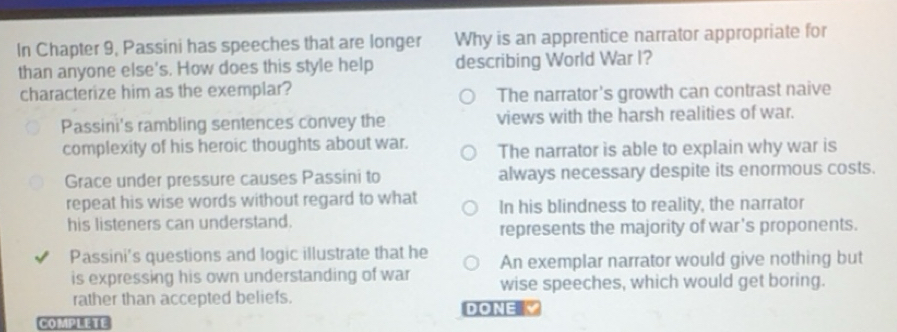 Solved: In Chapter 9, Passini has speeches that are longer Why is an ...