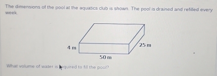 Solved: The dimensions of the pool at the aquatics club is shown. The ...