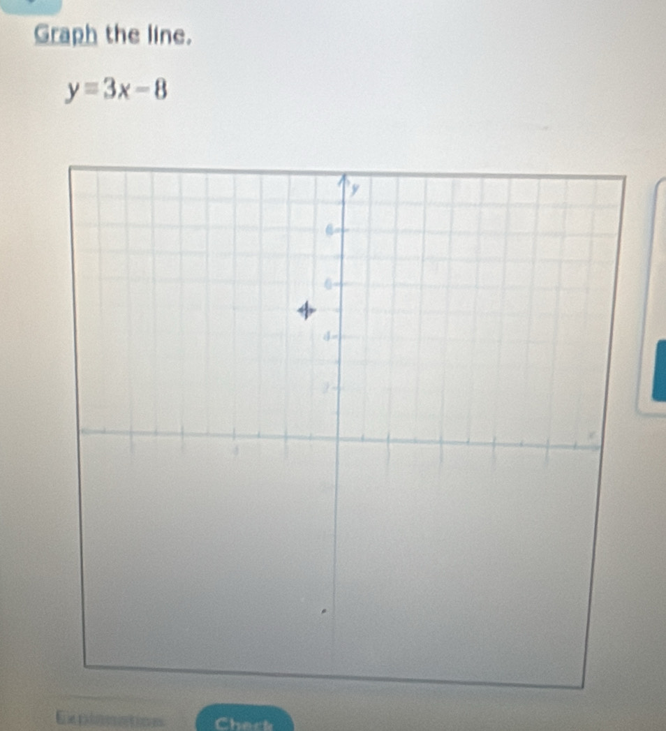 Graph the line.
y=3x-8
Exation Check