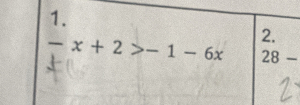 -x+2>-1-6x
2. 
28-