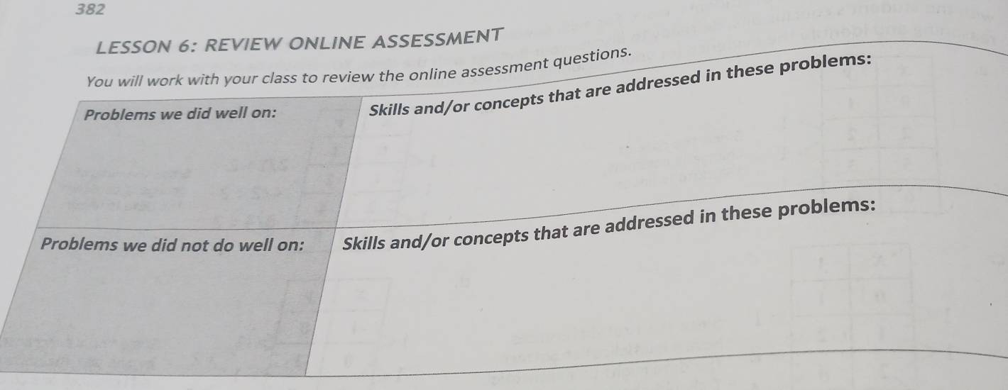 382 
LESSON 6: REVIEW ONLINE ASSESSMENT