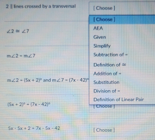 2 || lines crossed by a transversal