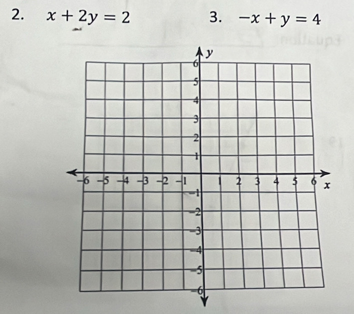 x+2y=2 3. -x+y=4