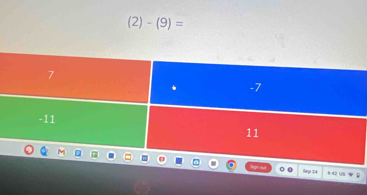 (2)-(9)=
Sign out Sep 24 6:42 US