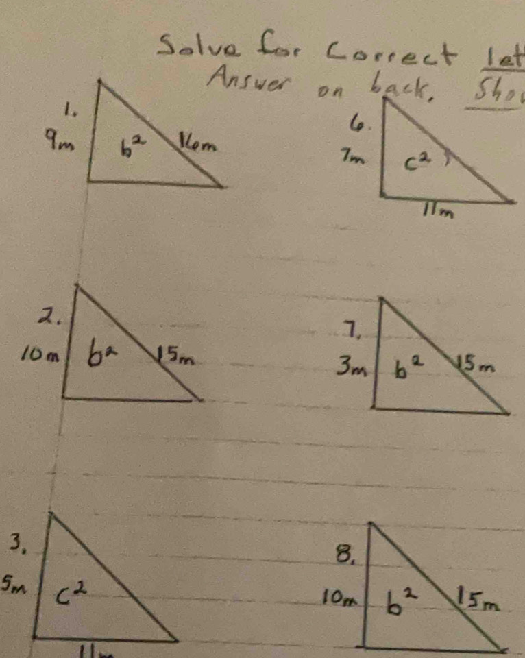 Solve for correct let
L.
9m