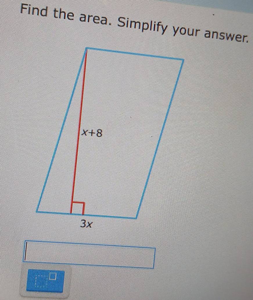 Find the area. Simplify your answer.
-f^(-1)=□