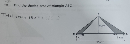 Find the shaded area of triangle ABC.