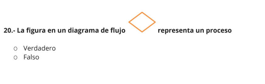 20.- La figura en un diagrama de flujorepresenta un proceso
Verdadero
Falso