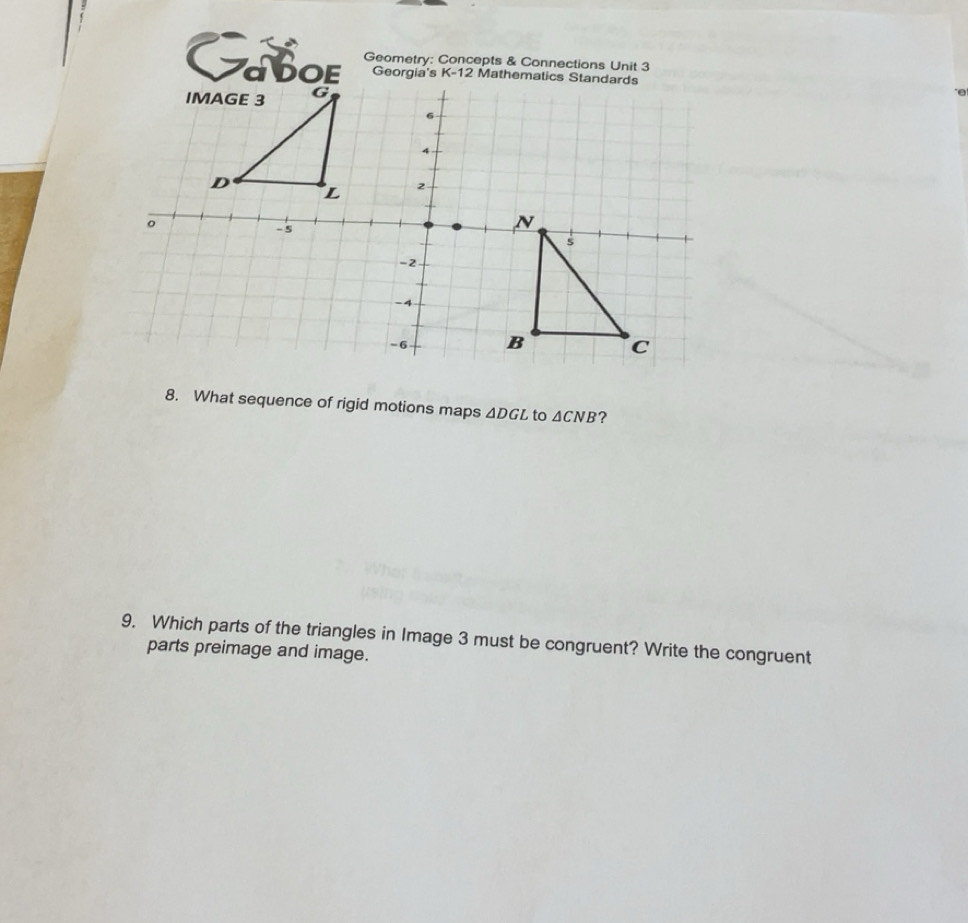 Solved: Gobof Geometry: Concepts & Connections Unit 3 8. What sequence ...