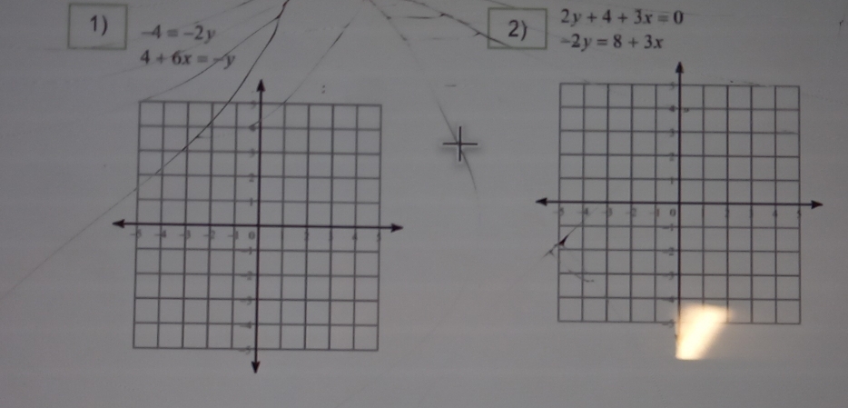 -4=-2y 2) 2y+4+3x=0
-2y=8+3x
4+6x=-y