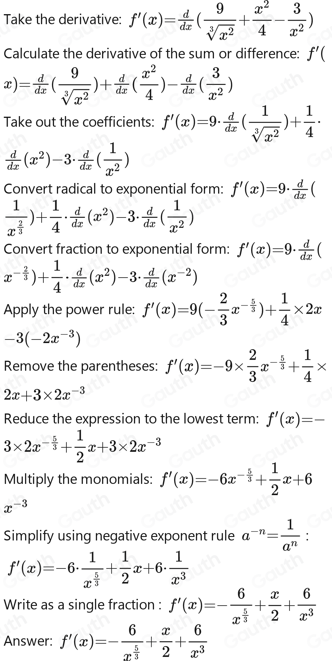 Solved: 1.2 Use differentiation rules to determine the derivatives of ...