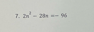 2n^2-28n=-96