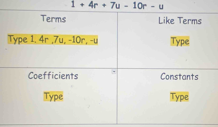 1+4r+7u-10r-u