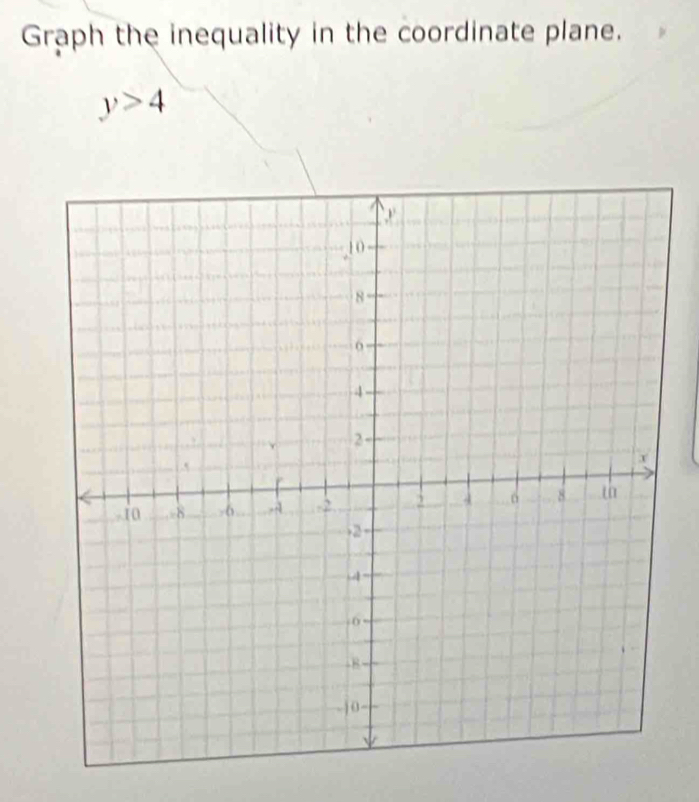 Graph the inequality in the coordinate plane.
y>4