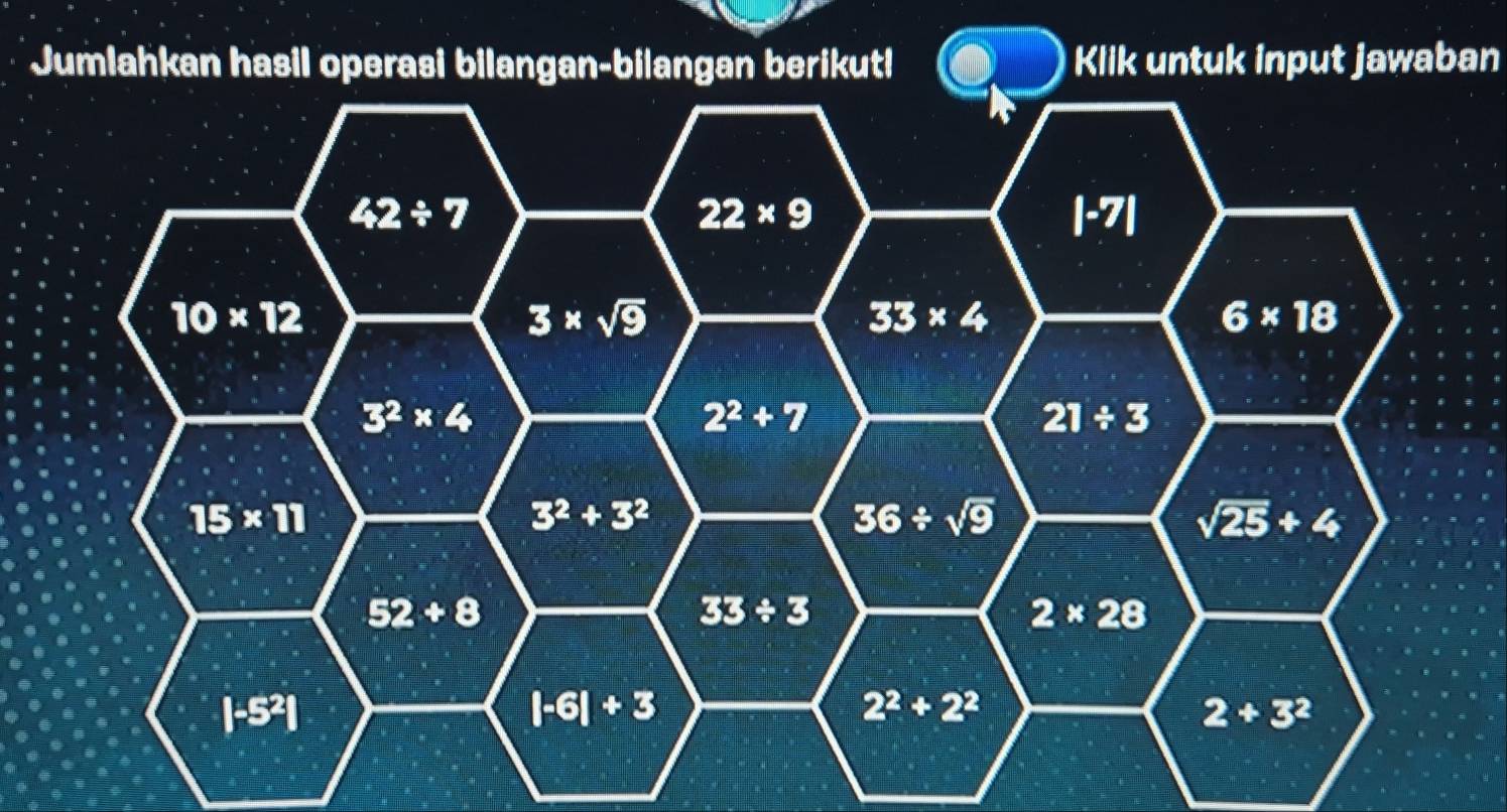 Jumlahkan hasil operasi bilangan-bilangan berikut! Klik untuk input jawaban