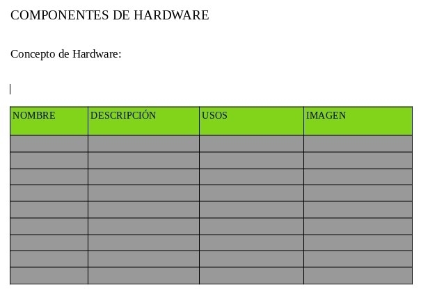 COMPONENTES DE HARDWARE 
Concepto de Hardware: