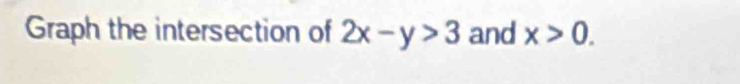 Graph the intersection of 2x-y>3 and x>0.