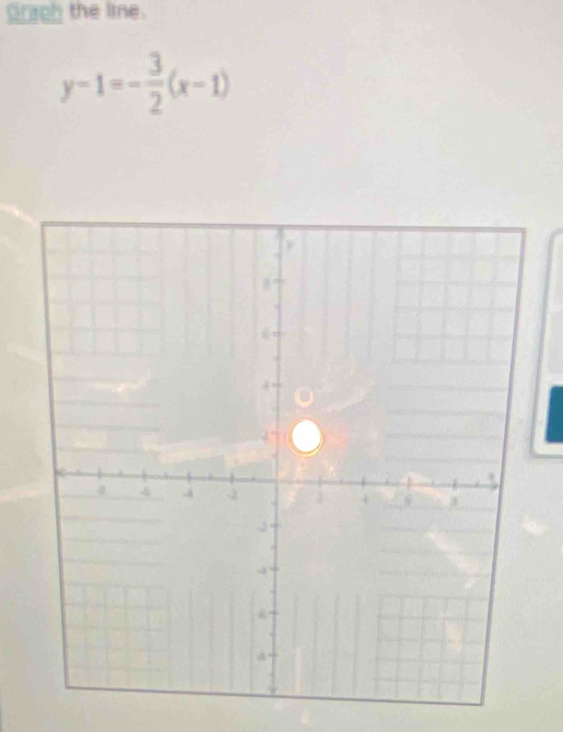 Grach the line.
y-1=- 3/2 (x-1)