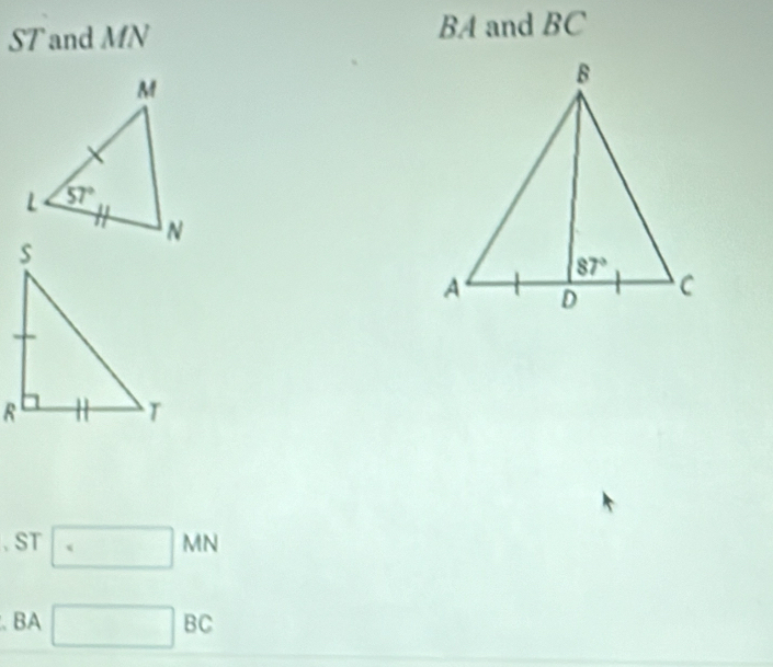 ST and MN BA and BC
、 ST □ MN. BA □ BC