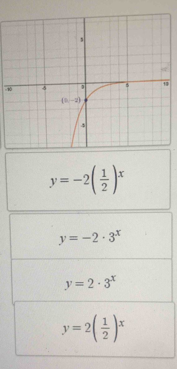 y=-2( 1/2 )^x
y=-2· 3^x
y=2· 3^x
y=2( 1/2 )^x