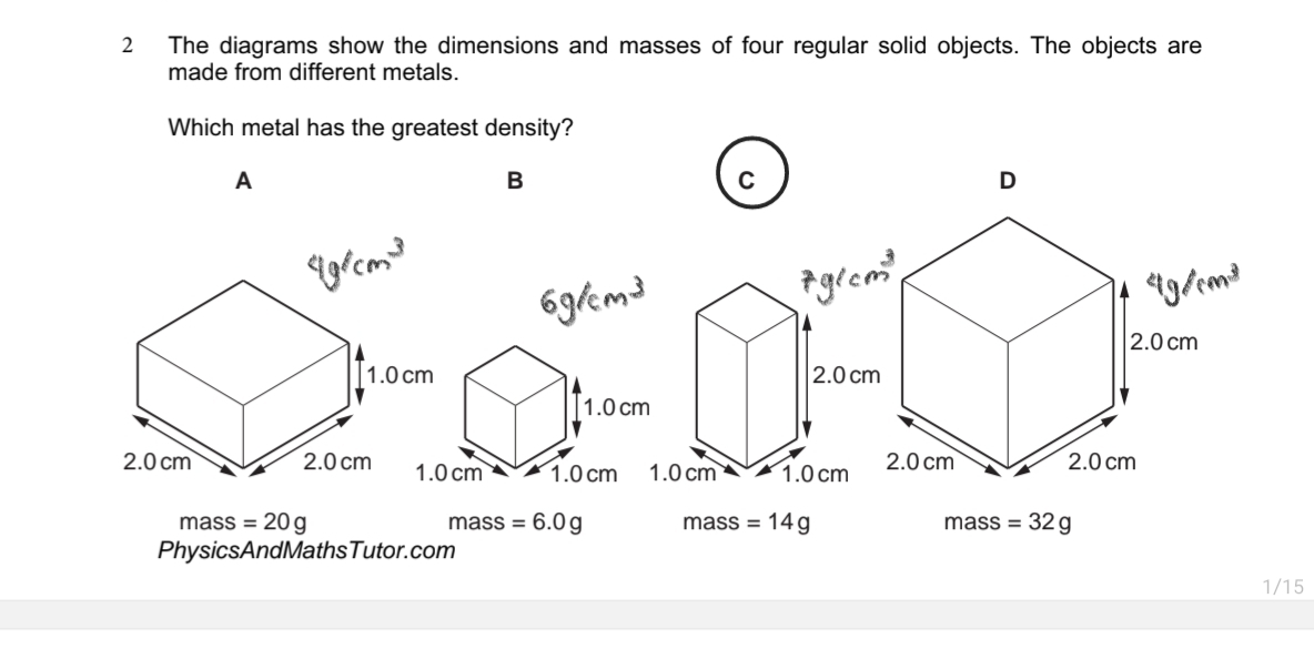 Solved: The diagrams show the dimensions and masses of four regular ...