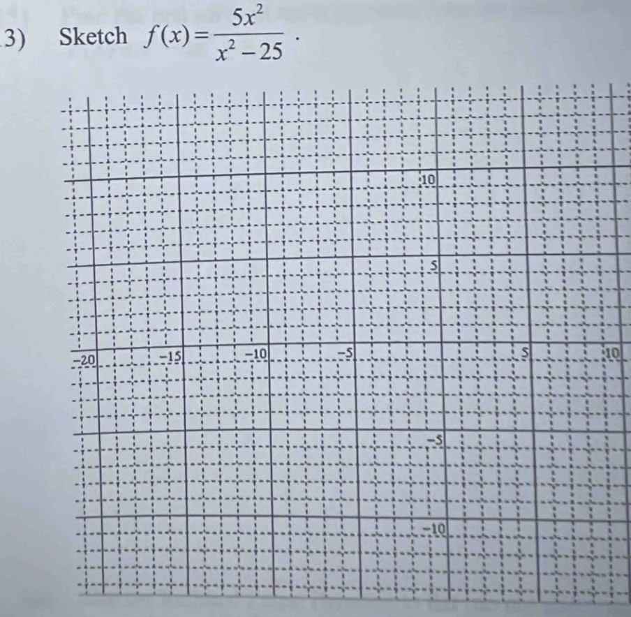 Sketch f(x)= 5x^2/x^2-25 ·
10