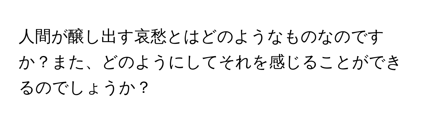 人間が醸し出す哀愁とはどのようなものなのですか？また、どのようにしてそれを感じることができるのでしょうか？