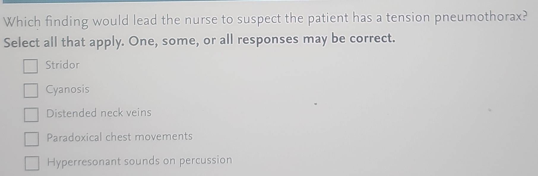 Solved: Which finding would lead the nurse to suspect the patient has a ...