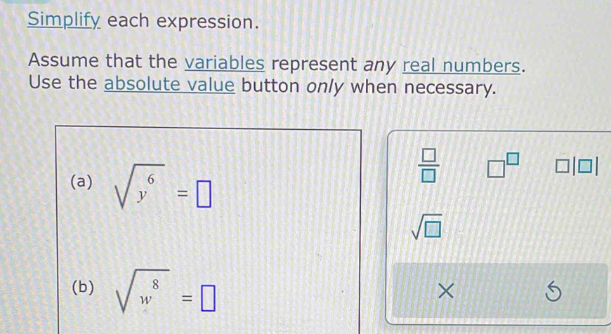 Solved: Simplify each expression. Assume that the variables represent ...