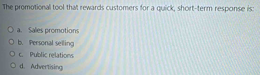 The promotional tool that rewards customers for a quick, short-term ...
