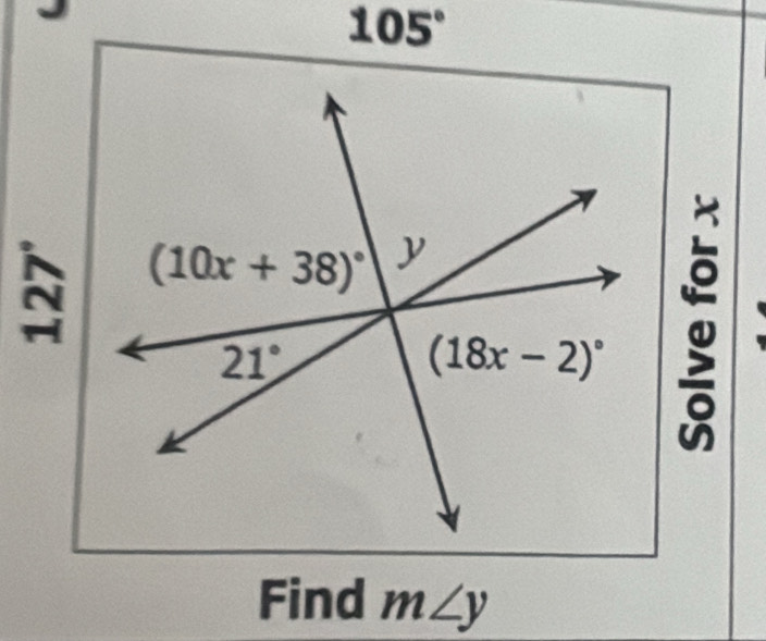 105°
B
beginarrayr

Find m∠ y
