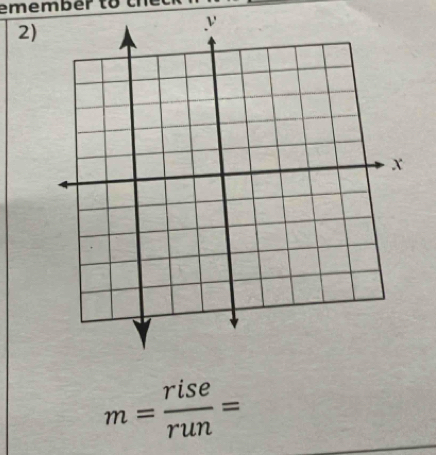 emember to the 
2)
m= rise/run =