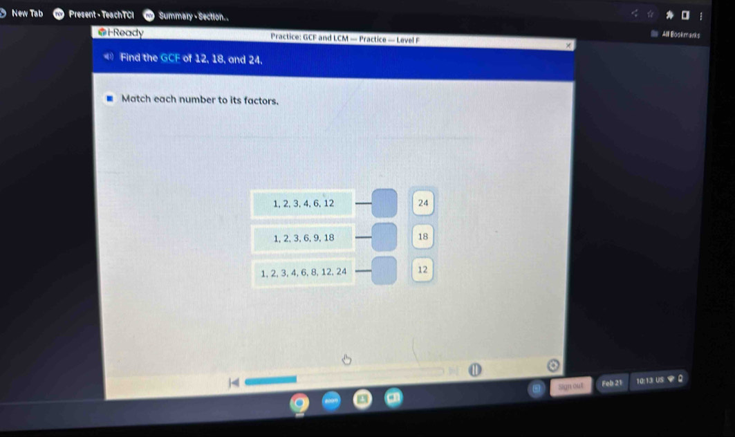 Solved: New Tab Present - TeachTCI Summary - Section. . i-Ready ...