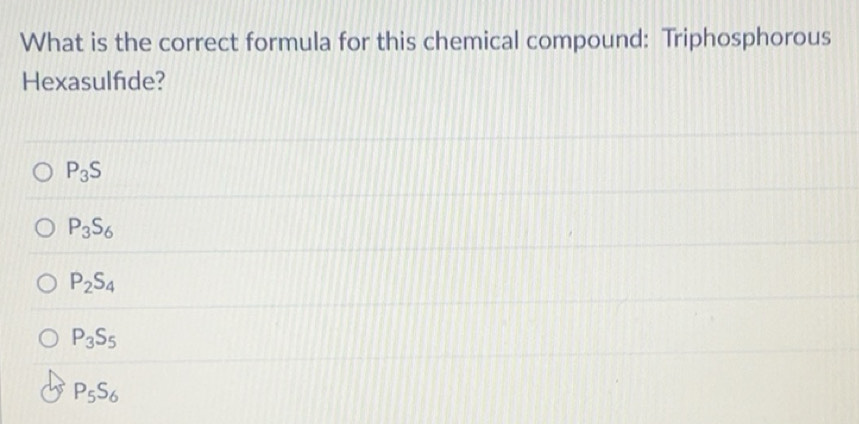 Solved: What is the correct formula for this chemical compound ...