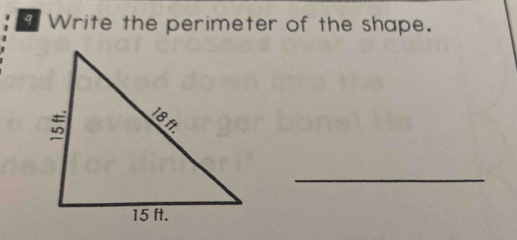 Write the perimeter of the shape. 
_