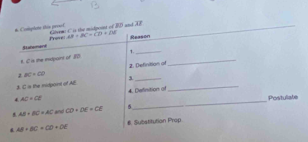 is proof
of overline BD and overline AE