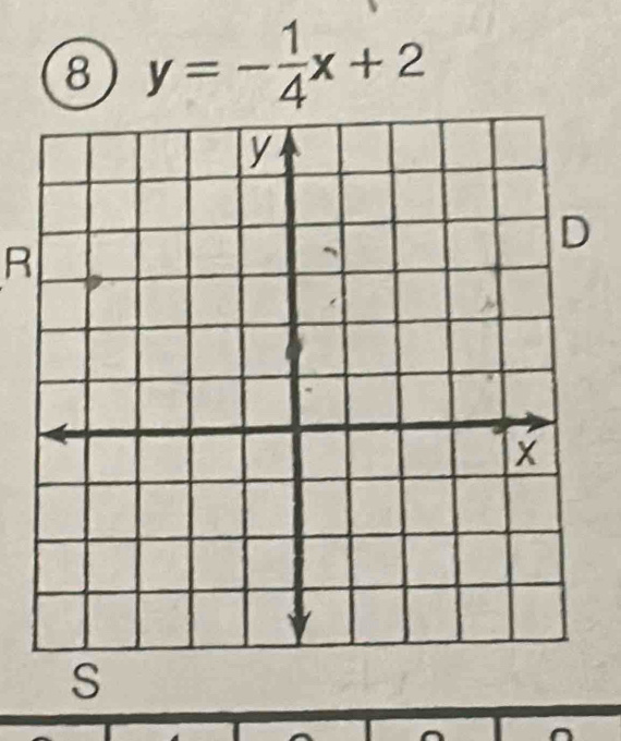 ⑧ y=- 1/4 x+2
R 
s