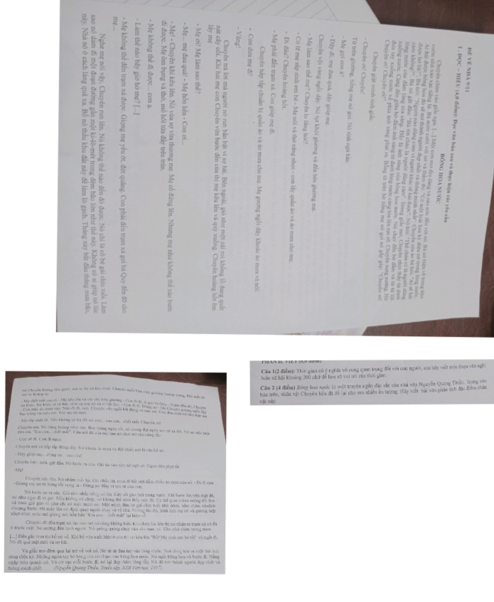5'
g.  5 = ξ = <  : 5 z
= B
5 :. 5
1 =
: B.
=
z
9
5
Câm 1(2 điểm): Thin gian có ý nghĩa vô cùng quan trong đổi với con người, em bầy việt mội đoạn văn ngờ
luân số bối khoảng 200 chứ để hàng rõ vai trò của thời gian
Cầm 2 (4 điểm) đông hou nuốc là một truyện ngền đặc sắc của nà văn Nguyễn Quang Thiềc. Trong văn
Sủ Chuyển không tàn giờ, mà m thị và loi tah Chuyên ngồi bớn cm giưồng bang nang Đội ma m
vật này. bản triên, nhắn vật Chuyên hần đã để lại cho me nhiều án tượng, Hây việt nài văn phần tích đực điểm chân
Coa máy so mn tng li tuyt cnợn, Chu yên vận ngi bài động và mt đ c q n t ng n cạ
My sáp sinh t6 Nàu không có bà đã cc co.. von ca.... chết nất. Ceviên vậ
Chovtn ere. Nó bàng hoàng nhân mộ. Bọc thông ngày vối, nó coap đại ngày c vó ra đời. Nó ac mộc một
om, 'Farcas . chời mất'. Cám sối đề của mộ tàm só củoi trợ cên củng tc
Cou sẽ đi. Con đi ngà.
Cmên nài và hập tấp đứng đia hó koic le mua và đội chiếc nủ tà cú hả nộ
`  fiy giop me  . ding so  . con n e  
Chuyền hệm môi, gột đều. Nó tước ra của. Gic ủa vào như xô ngi có. Ngan đòn phụt tầi
-Met
Ca mên kêu lên, Nô nhàm màc hi, cau chấc at roa đi hàu vợt dầm chiếc áo pron của nó - Đi đi coa
- Giong mọ nó từ bàng tới vụng sa - Điợng sơi Hày vì ệm bề tên con
Nó hước so ra sân. Giả nhu nhấc bóng vó lên, Cáy côi páo thội trong vườn, Khi lước lớm trêc mật đề,
Tể niư ngại đi vi giê. Nóu không mó cháp, có không thể nhn thêy mới đê. Cá thế gian mànn mông ti đe
Và maaa giả gảo ró câa ci có một minh có. Mội minh đự he gải chi toài nhà nhới, năm thân shộnh
choợng tước. Hi mày làa có định quay ngưic cha và tổ chà, hờng làc đó, hình thi ma có và guong nộc
naợt mhạt, mộc mô giang sới hàn bêa ''Koi nom  chởi mắt' lại biện v'
Chumên đã đễn tam xã tàa nà mi nó củng không tiệi Khi chóo lóc lên thi có nhân ra tram xã xt đã
ờ trước một. Nó nướng đân lanh nguời N quống quảng chay vàa são tam và Khui nhà chim trong man
Đ7 Đền giản toa tri bổ nộ về, Khi bố vùa xuốc hiện ở của thi có loàa lêa "Đổi Mc sinh am bó rội" và ngt đi,
Và giếc mo đin qua lại trở về với nô, Nó từ từ đa try vào long muớc. Noi dong tra ca mội thờ ảch
ương diệu ký, Những ngôm tay bộ hóng cóa có chạm vàn hóng hoa nưộc. Nó nga bằng hoa và buớc đi, Nẵng
ngàp trân quanh gó, Và cử sac mổi bước đi, ró lại đp thêm lóng ly. Nó đá to thành sgười đệy nhất sớ
thông minh nhất  Nguyễn Quany Thiều, Tuyền tập, NLB Văn học, 1917)
